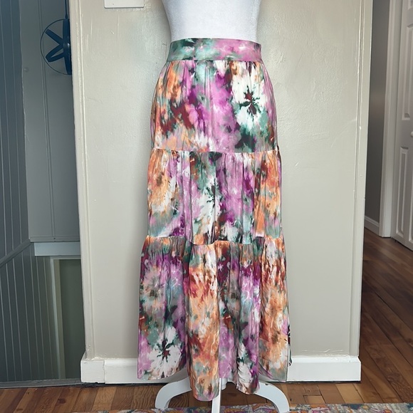 Anthropologie Kachel Multicolor Tie-Dye Tiered Skirt NWT Size 2 Free People - Picture 4 of 12